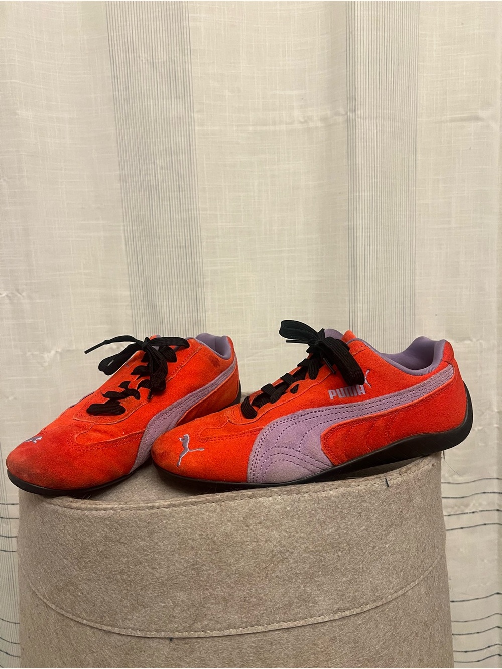 Puma Speedcat Sneakers in “Puma Red/Lavender Alert” color-way!